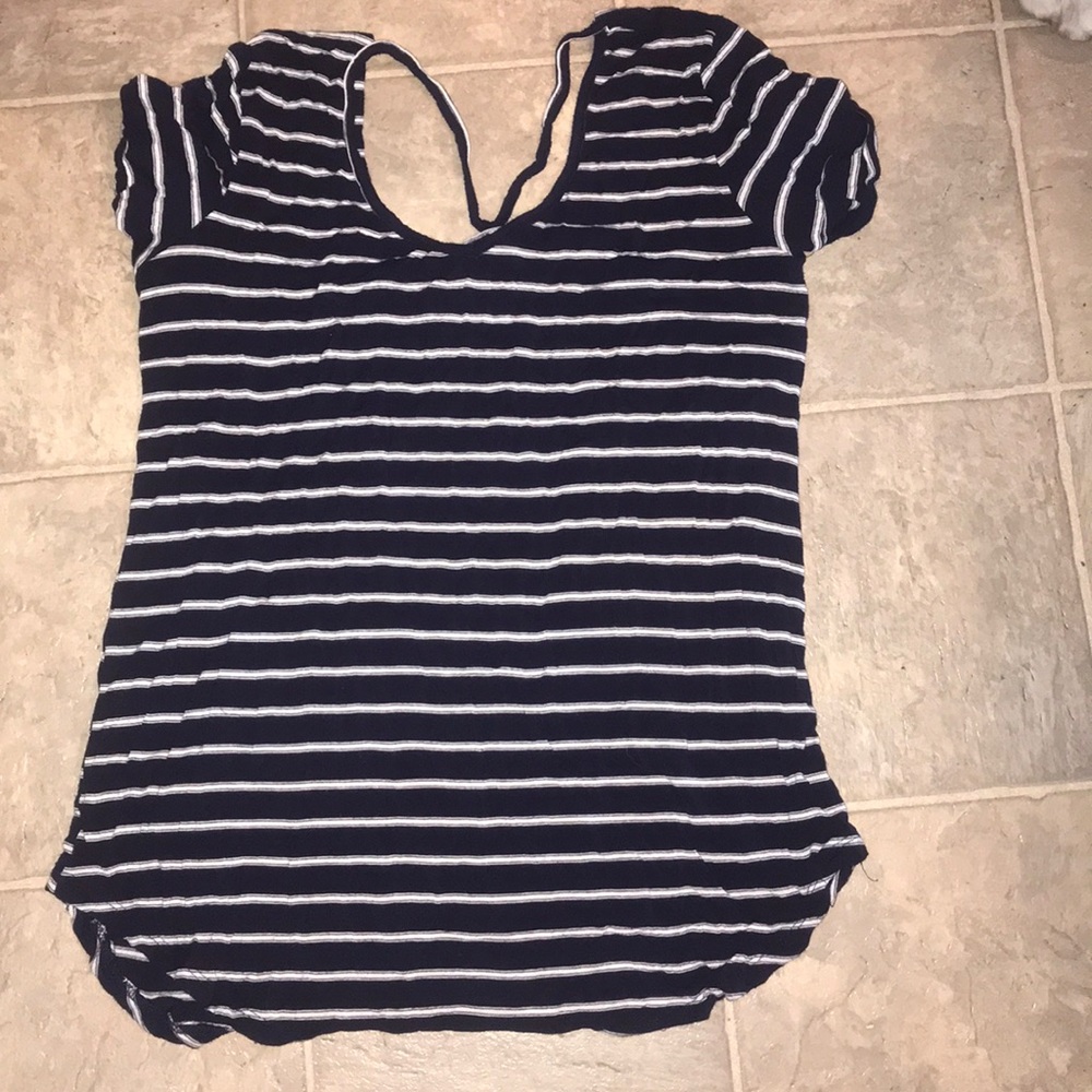 Paper + tee navy blue stripes